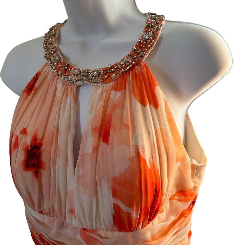Eliza j fairycore floral romantic layer flowy maxi sz 4 dress whimsical coral - Picture 4 of 16